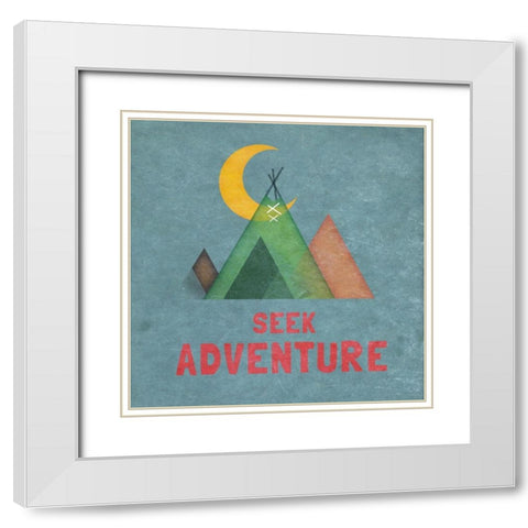 Seek Adventure White Modern Wood Framed Art Print with Double Matting by SD Graphics Studio