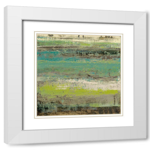 Origins Green I White Modern Wood Framed Art Print with Double Matting by Marcon, Michael