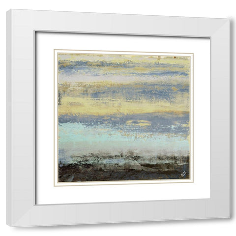 Origins Blue II White Modern Wood Framed Art Print with Double Matting by Marcon, Michael