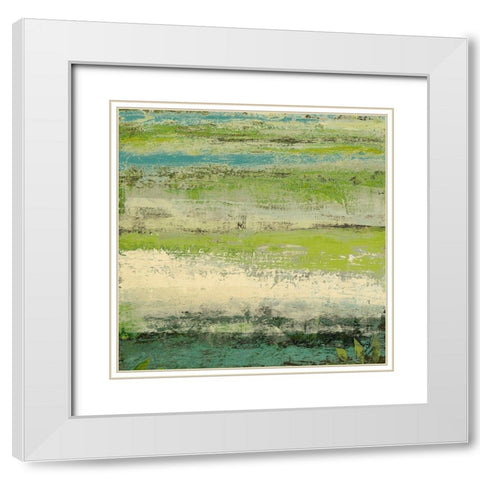 Origins Green II White Modern Wood Framed Art Print with Double Matting by Marcon, Michael