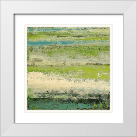 Origins Green II White Modern Wood Framed Art Print with Double Matting by Marcon, Michael
