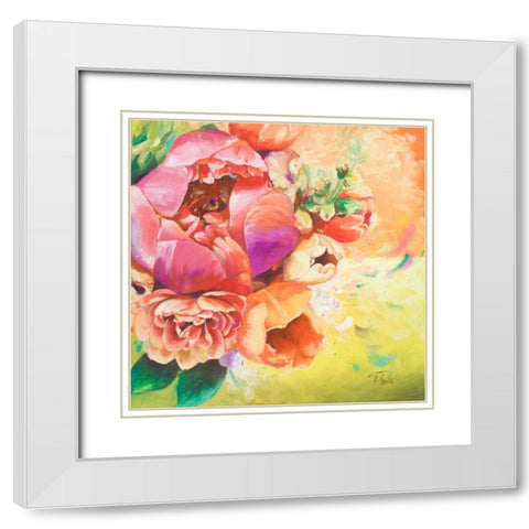 Beautiful Bouquet of Peonies I White Modern Wood Framed Art Print with Double Matting by Pinto, Patricia