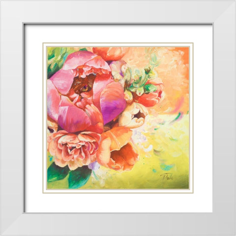 Beautiful Bouquet of Peonies I White Modern Wood Framed Art Print with Double Matting by Pinto, Patricia