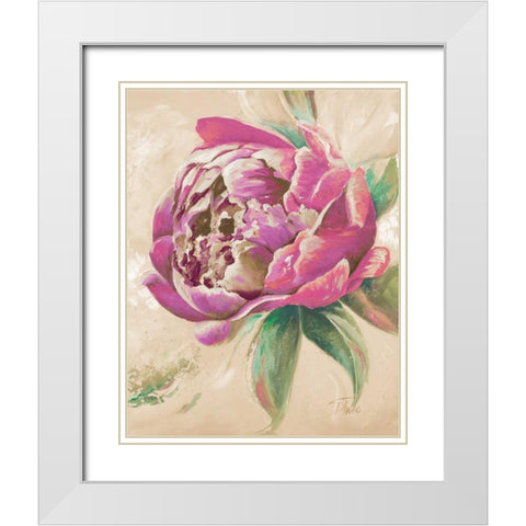 Beautiful Bouquet of Peonies in Pink II White Modern Wood Framed Art Print with Double Matting by Pinto, Patricia