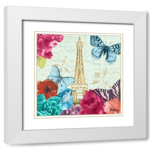 Belles Fleurs Ã  Paris I White Modern Wood Framed Art Print with Double Matting by Pinto, Patricia