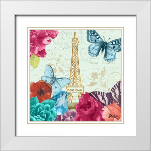 Belles Fleurs Ã  Paris I White Modern Wood Framed Art Print with Double Matting by Pinto, Patricia