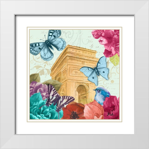 Belles Fleurs Ã  Paris II White Modern Wood Framed Art Print with Double Matting by Pinto, Patricia