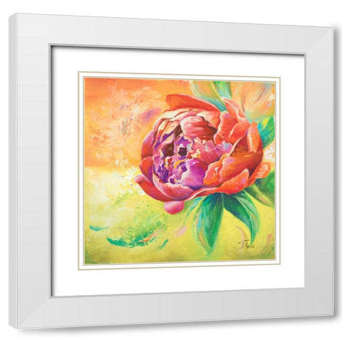 Beautiful Bouquet of Peonies II White Modern Wood Framed Art Print with Double Matting by Pinto, Patricia