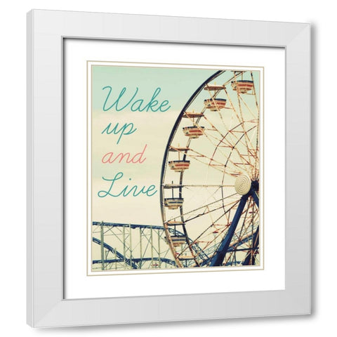 Retro Ferris With Type I White Modern Wood Framed Art Print with Double Matting by Peck, Gail
