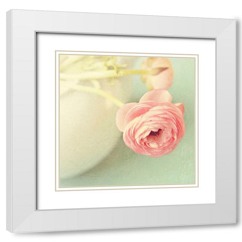 Vintage Peony I White Modern Wood Framed Art Print with Double Matting by Gardner, Sarah