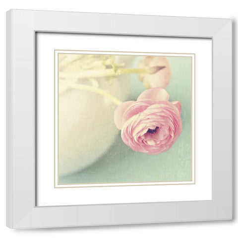 Vintage Pink Peony I White Modern Wood Framed Art Print with Double Matting by Gardner, Sarah