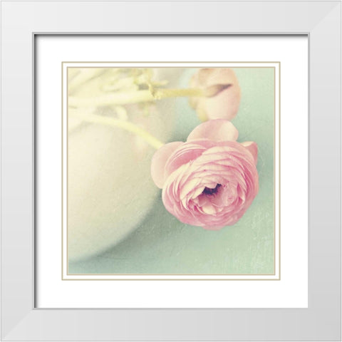 Vintage Pink Peony I White Modern Wood Framed Art Print with Double Matting by Gardner, Sarah