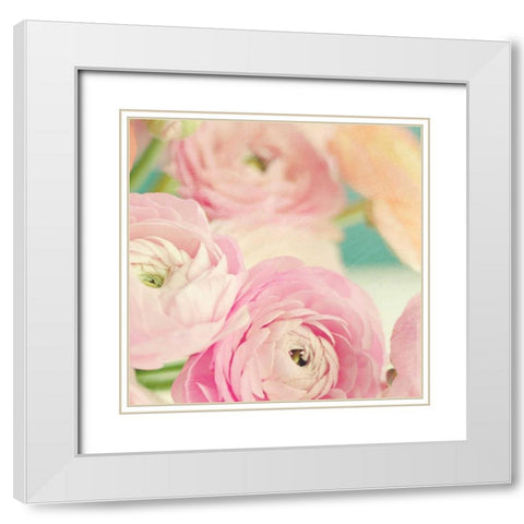 Blushing Blossoms Square I White Modern Wood Framed Art Print with Double Matting by Gardner, Sarah