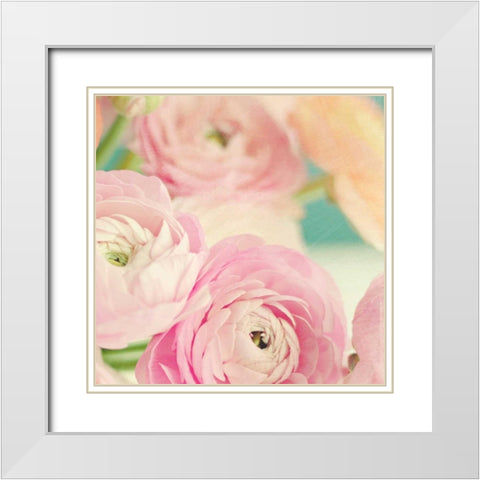 Blushing Blossoms Square I White Modern Wood Framed Art Print with Double Matting by Gardner, Sarah