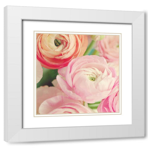 Blushing Blossoms Square II White Modern Wood Framed Art Print with Double Matting by Gardner, Sarah