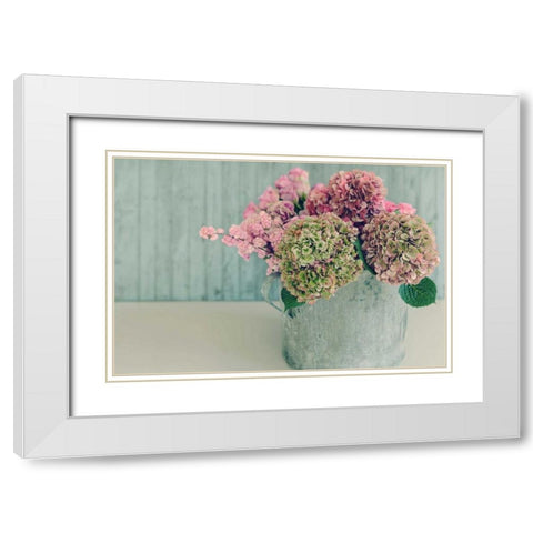 Blossoming Water Can White Modern Wood Framed Art Print with Double Matting by Gardner, Sarah