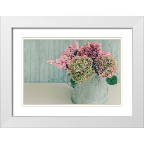 Blossoming Water Can White Modern Wood Framed Art Print with Double Matting by Gardner, Sarah