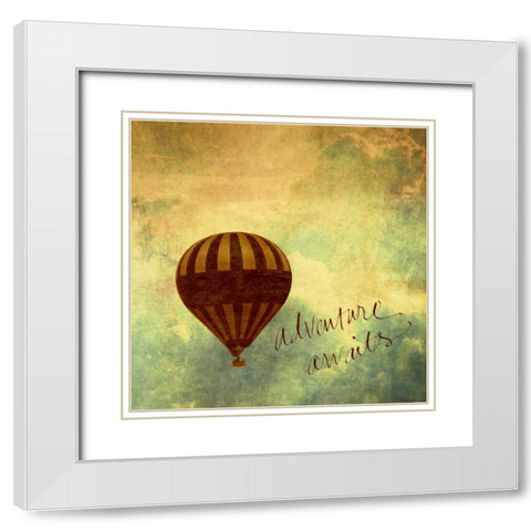 Adventure Awaits White Modern Wood Framed Art Print with Double Matting by Peck, Gail