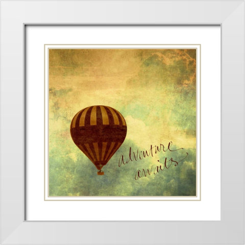 Adventure Awaits White Modern Wood Framed Art Print with Double Matting by Peck, Gail
