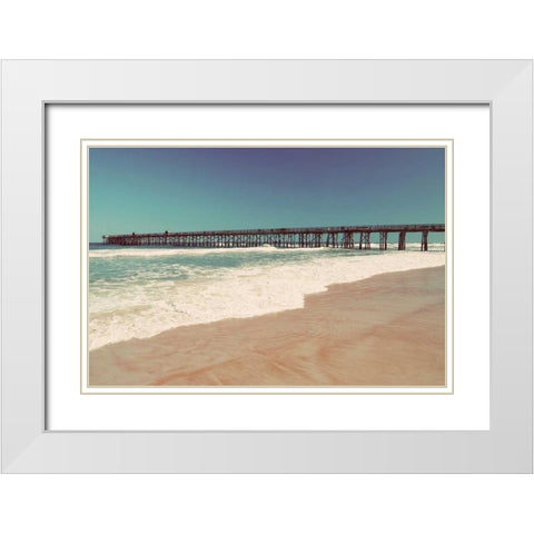 Beach Pier White Modern Wood Framed Art Print with Double Matting by Peck, Gail