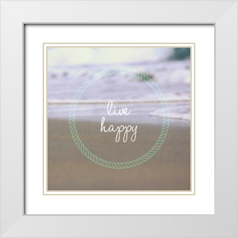 Live Happy White Modern Wood Framed Art Print with Double Matting by Saghini, Lisa Hill