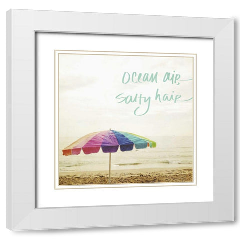 Ocean Air Border White Modern Wood Framed Art Print with Double Matting by Saghini, Lisa Hill