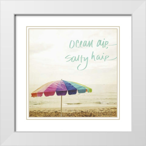 Ocean Air Border White Modern Wood Framed Art Print with Double Matting by Saghini, Lisa Hill