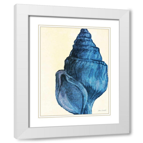 Blue Shell IV White Modern Wood Framed Art Print with Double Matting by Loreth, Lanie