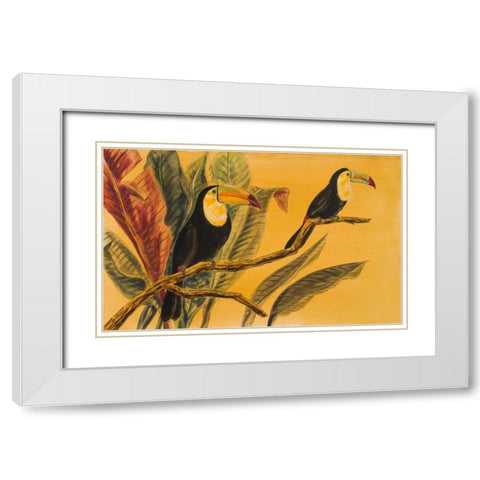 Toucans II White Modern Wood Framed Art Print with Double Matting by Baliko, Linda