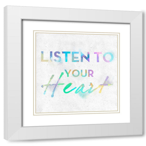 Colorful Inspirational Watercolors II White Modern Wood Framed Art Print with Double Matting by SD Graphics Studio