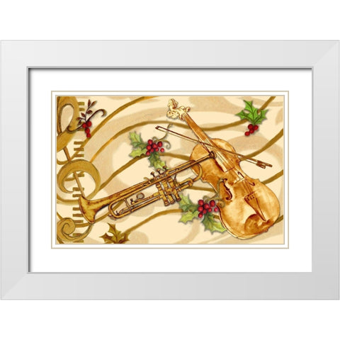 Christmas Music I White Modern Wood Framed Art Print with Double Matting by Gaynor, Janice