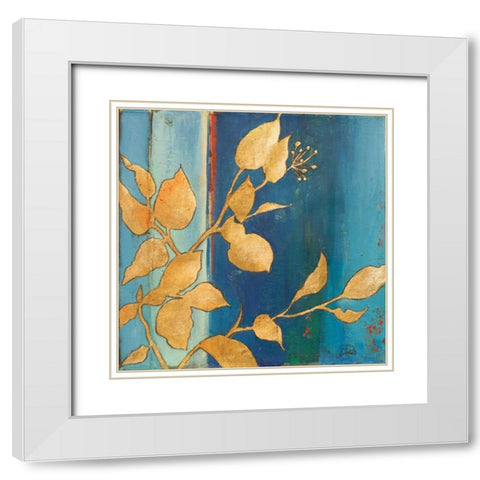 Golden Blue I White Modern Wood Framed Art Print with Double Matting by Pinto, Patricia