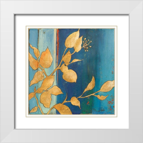 Golden Blue I White Modern Wood Framed Art Print with Double Matting by Pinto, Patricia