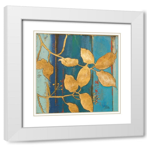 Golden Blue II White Modern Wood Framed Art Print with Double Matting by Pinto, Patricia