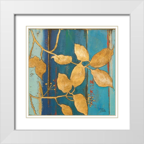 Golden Blue II White Modern Wood Framed Art Print with Double Matting by Pinto, Patricia
