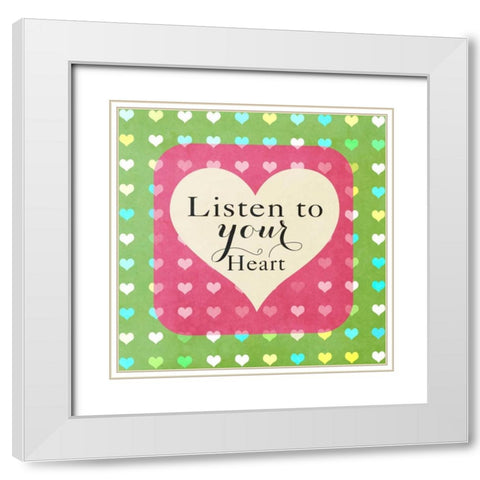 Heart Phrases II White Modern Wood Framed Art Print with Double Matting by Lake, Shelley
