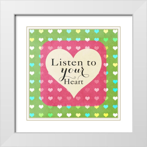 Heart Phrases II White Modern Wood Framed Art Print with Double Matting by Lake, Shelley
