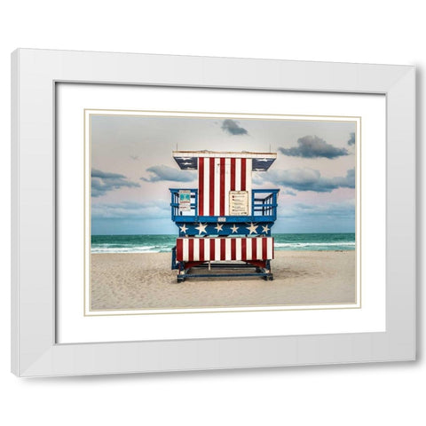 Stars and Stripes White Modern Wood Framed Art Print with Double Matting by Lake, Shelley