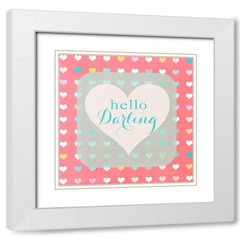Hello Darling White Modern Wood Framed Art Print with Double Matting by Lake, Shelley