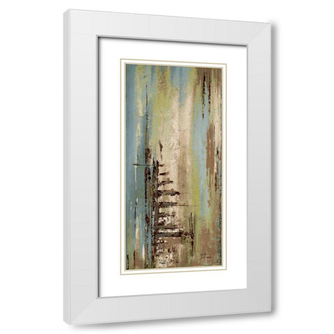 The Blue and Green Ones I White Modern Wood Framed Art Print with Double Matting by Pinto, Patricia