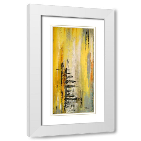 The Yellow and Silver Ones I White Modern Wood Framed Art Print with Double Matting by Pinto, Patricia