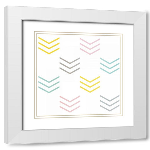 Pastel Pattern II White Modern Wood Framed Art Print with Double Matting by SD Graphics Studio
