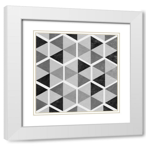 Gray Pattern I White Modern Wood Framed Art Print with Double Matting by Studio, Sd Graphics