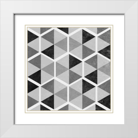 Gray Pattern I White Modern Wood Framed Art Print with Double Matting by Studio, Sd Graphics