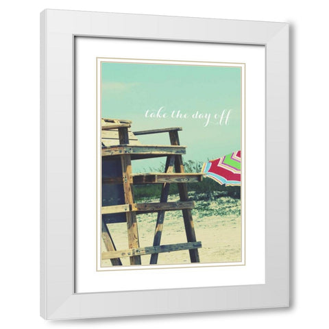 Take the Day Off White Modern Wood Framed Art Print with Double Matting by Peck, Gail