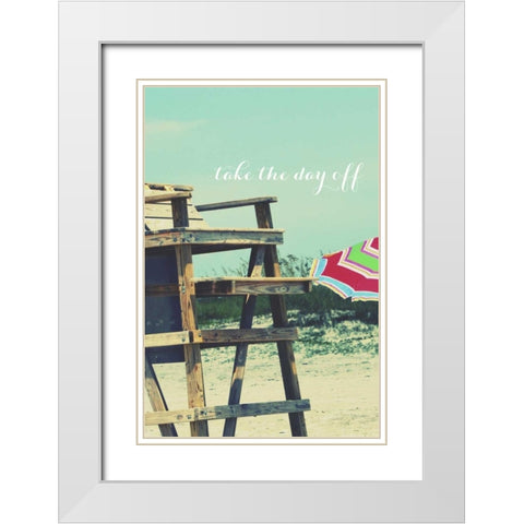 Take the Day Off White Modern Wood Framed Art Print with Double Matting by Peck, Gail