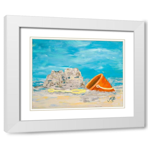 Sandcastles I White Modern Wood Framed Art Print with Double Matting by DeRice, Julie