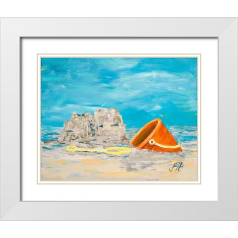 Sandcastles I White Modern Wood Framed Art Print with Double Matting by DeRice, Julie