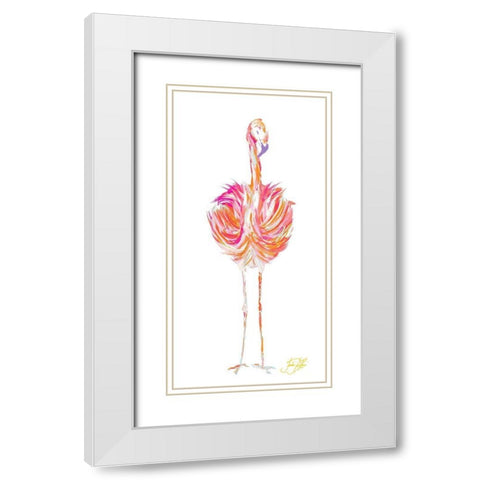 Punchy Flamingo I White Modern Wood Framed Art Print with Double Matting by DeRice, Julie