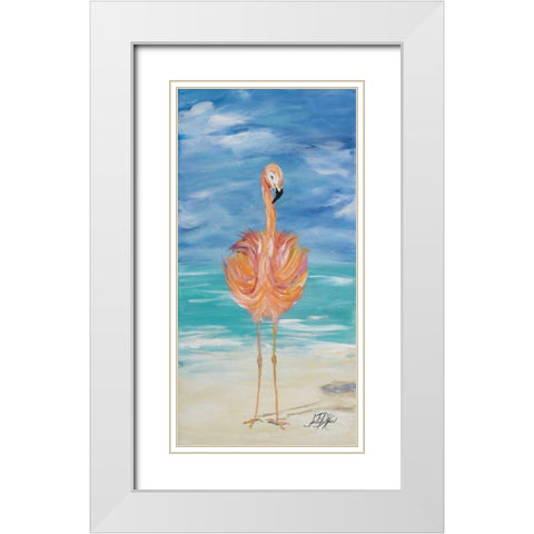 Flamingo I White Modern Wood Framed Art Print with Double Matting by DeRice, Julie